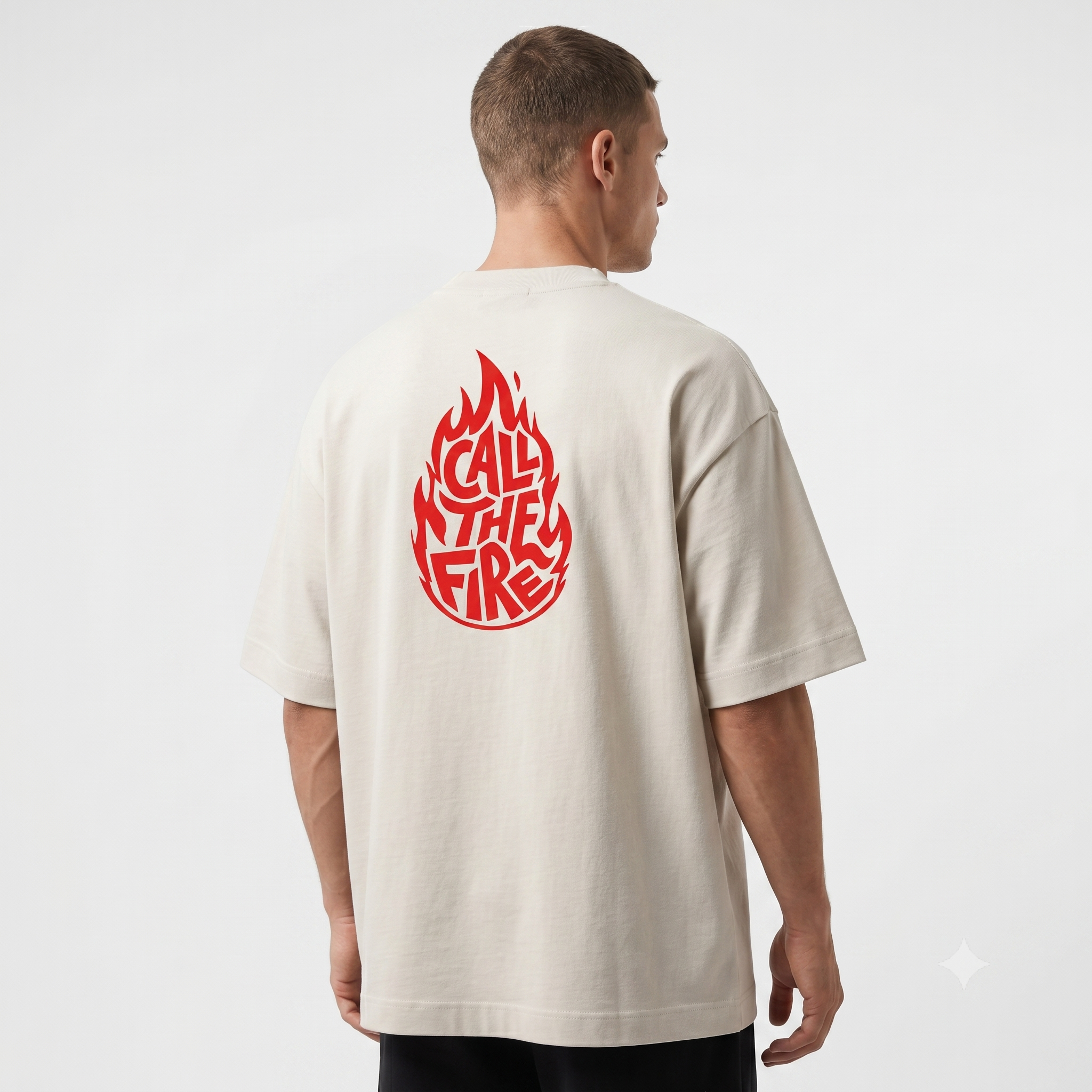 Camiseta Oversized Call The Fire - Off-White