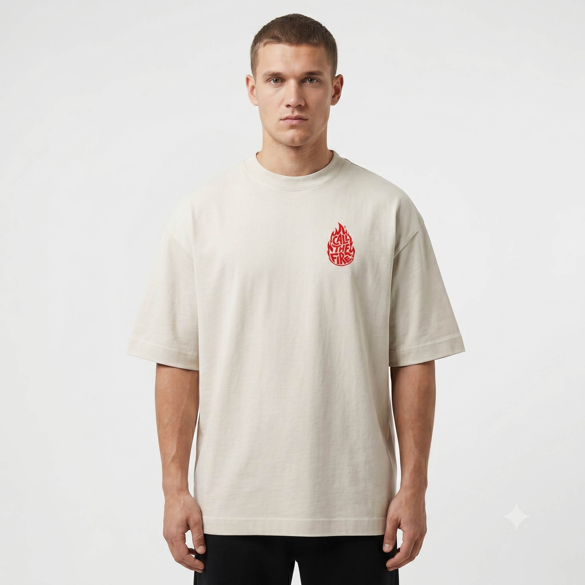 Camiseta Oversized Call The Fire - Off-White